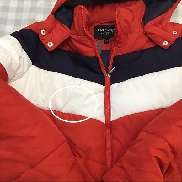 FAHRENHEIT active puffer winter coat jacket in Large red white blue - Picture 13 of 16
